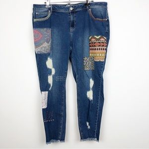 Cato Stitch Patchwork Jeans Size 20